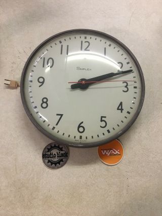 Vtg Simplex School Wall Clock Electric Large 14 " Metal Auditorium Garage Shop