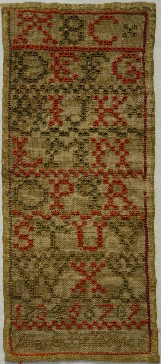 Small Early/mid 19th Century Scottish? Alphabet Sampler By Agnes R Bowie - C1835