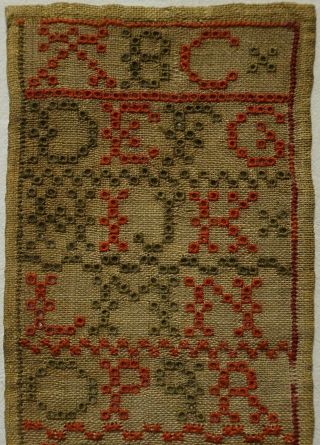 SMALL EARLY/MID 19TH CENTURY SCOTTISH? ALPHABET SAMPLER BY AGNES R BOWIE - c1835 2