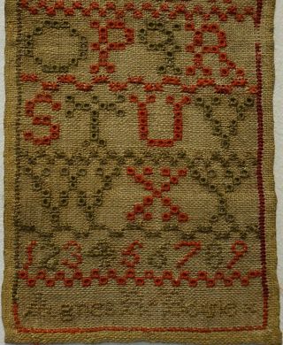 SMALL EARLY/MID 19TH CENTURY SCOTTISH? ALPHABET SAMPLER BY AGNES R BOWIE - c1835 3
