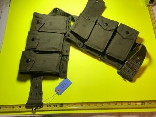 Vtg Army Ammo Belt With 6 Magazines Pouches