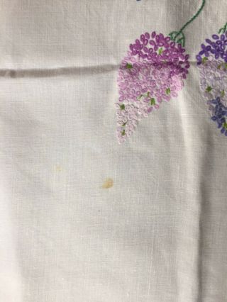 GORGEOUS VINTAGE HAND EMBROIDERED TABLE CLOTH NAPKINS COTTAGE GARDEN LILACS 7