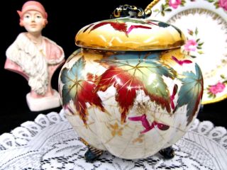 Stunning Nippon Tea Caddy / Biscuit Barrel Painted And Footed Pattern Piece