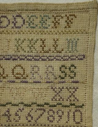 SMALL MID/LATE 19TH CENTURY ALPHABET SAMPLER BY ANNA HASTINGS AGED 13 - 1876 5