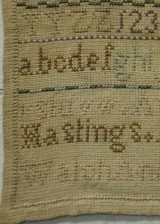 SMALL MID/LATE 19TH CENTURY ALPHABET SAMPLER BY ANNA HASTINGS AGED 13 - 1876 6