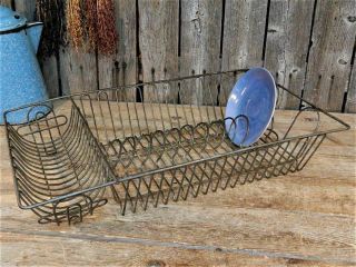 Antique Primitive Wire Kitchen Sink Dish Drainer Drying Rack