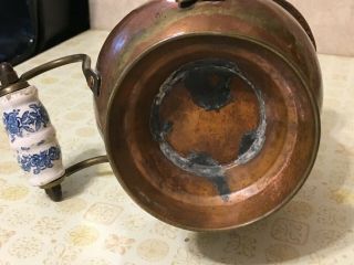 Vintage Set of 2 Copper Brass Coal Ash Scuttle Buckets w/ DELFT Handles 5