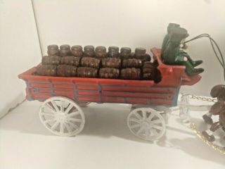 Vintage Cast Iron Budweiser Clydesdale Wagon.  Beer Wagon 7