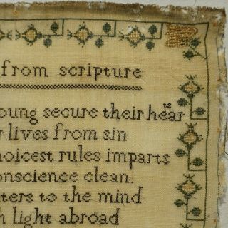 MID 19TH CENTURY VERSE & FLOWERS SAMPLER BY MARY ANN BISHOP AGED 10 - c.  1845 5