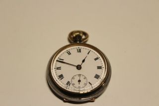 Antique All Steel Swiss Open Face Pocket Ladies Watch " W&d " With Porcelain Dial