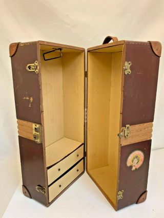 Shirley Temple Travel Doll Case Wooden Trunk Two Drawer Hanger 20 " X9x9 Vintage