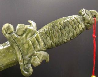 100 Natural Jasper Jade Handmade Carved Statue Dragon & Sword Deco Art 5