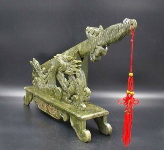 100 Natural Jasper Jade Handmade Carved Statue Dragon & Sword Deco Art 7