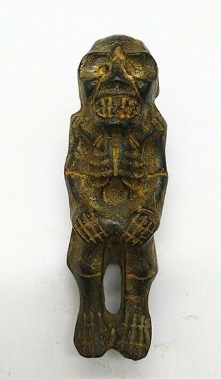 Antiques Chinese Hongshan Culture Old Jade Hand Carved Skull Skeleton Man 1
