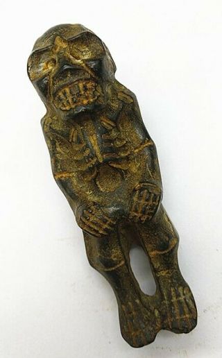 Antiques Chinese Hongshan Culture Old jade Hand carved Skull skeleton man 1 2