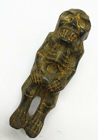 Antiques Chinese Hongshan Culture Old jade Hand carved Skull skeleton man 1 3