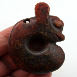 R720 Ancient Chinese Hongshan Culture Old Jade Pig Dragon Amulet Pendant 2.  6 "
