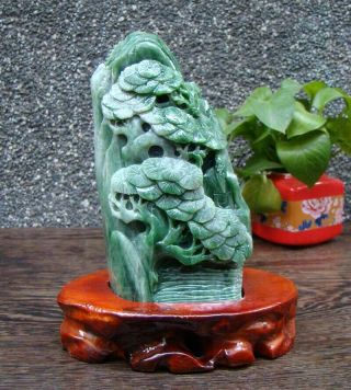 Natural Hetian Jade Jasper Hand - Carved Statue Scenery Exquisite Ecrt:2458