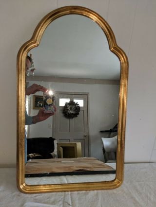Gorgeous Large Gilt Wood Arched Scalloped Top Mirror Made In Italy