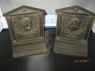Bradley And Hubbard Cast Iron Bookends Of Dante And Homer