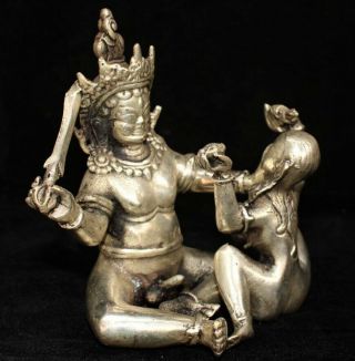 Collectable China Antique Tibet Silver Hand Carve Happy Buddha Amusing Statue