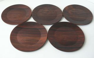 Vintage Danish modern ROSEWOOD PLATES under plates NADE IN DENMARK mid - century 2