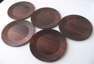 Vintage Danish modern ROSEWOOD PLATES under plates NADE IN DENMARK mid - century 3