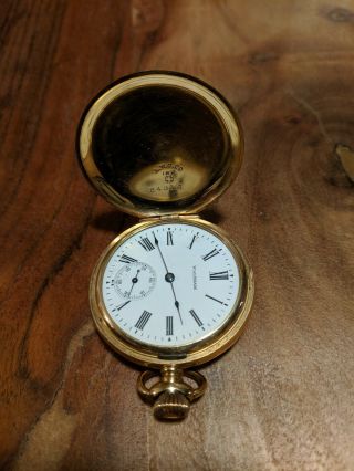 1901 Lady ' s Waltham 18K Gold Hunter 15 Jewel Pocket Watch 10959975 running 2
