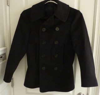 Vintage Us Navy Authentic Wool Pea Coat Ww2 Era Size 38