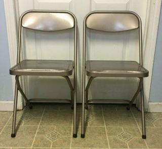 2 (two) Samsonite Vintage Retro Metal Folding Chair -