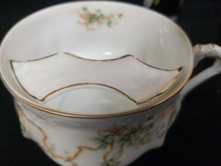 Antique Eglantine Mustache Saver Tea Cup And Saucer Set 6