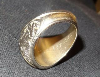 WWII NINTH U.  S.  ARMY AIR FORCE; Solid 10k Gold; Engraved; Pilot Ring 5