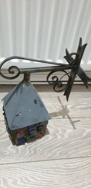 Vintage Leaded Stained Glass Lantern