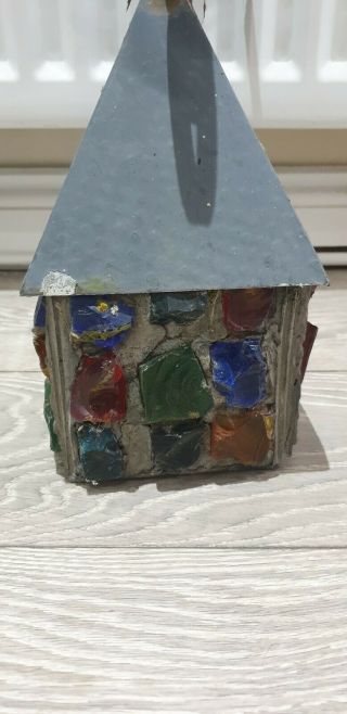 Vintage Leaded Stained Glass Lantern 3