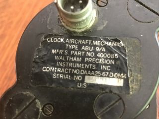 WALTHAM ABU 9/A Aircraft Clock Chronograph 1 Hour Timer 400086 Not ??? 5