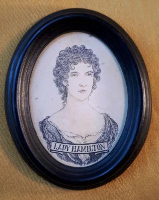 Antique Etched Illustration Of Emma,  Lady Hamilton.  19c/ C1810 (nelson)