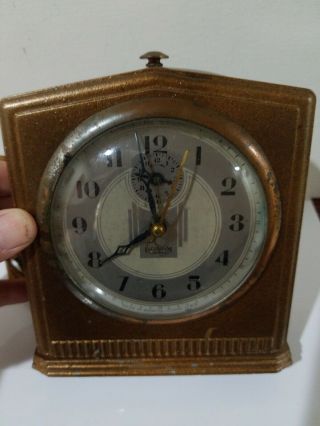 Vintage Ingraham Art Deco Electric Alarm Clock Model Ma1 Brass Case