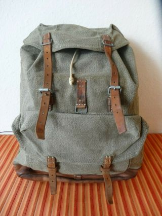 Perfect Swiss Army Military Backpack Rucksack 1958 Ch Canvas Salt & Pepper 58
