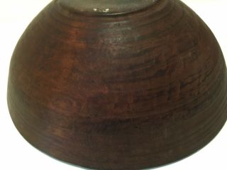 FANTASTIC 19.  5” LARGE ANTIQUE EARLY WOODEN TURNED TREEN PRIMITIVE WOOD BOWL 7