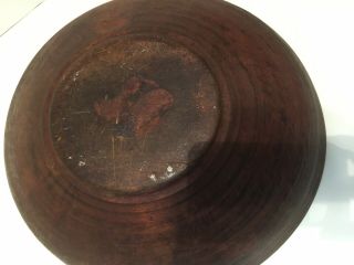 FANTASTIC 19.  5” LARGE ANTIQUE EARLY WOODEN TURNED TREEN PRIMITIVE WOOD BOWL 8