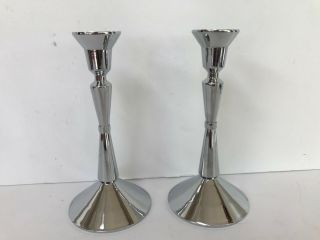 Vintage Silver Candle Sticks Hallmark Candles 9.  5 Inches Mcm Mid Century Modern