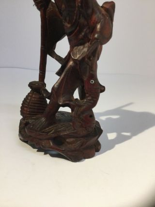 Quality VINTAGE CHINESE ROOT CARVING FISHERMAN FIGURE MAN 4.  5 