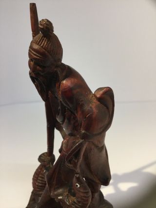 Quality VINTAGE CHINESE ROOT CARVING FISHERMAN FIGURE MAN 4.  5 