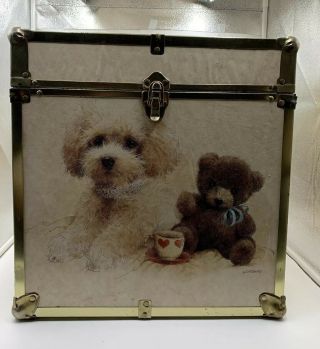 VINTAGE 80s TOY CHEST WOODEN BOX RARE Puppy Dog Coffee Teddy Bear 5
