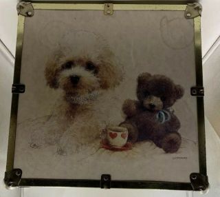 VINTAGE 80s TOY CHEST WOODEN BOX RARE Puppy Dog Coffee Teddy Bear 6