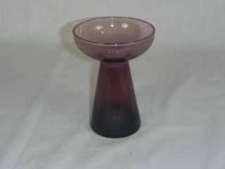 Vtg Mid Century Purple Amethyst Glass Candle Holder Vase