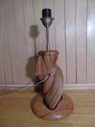Vintage French Natural Wood Table Lamp Base Conversation Piece Uk P&p