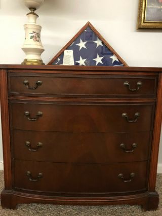 Vintage Deep Brown Wooden Dresser 4 Deep Drawers With Iron Handles