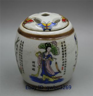 Old Handwork Jingdezhen Porcelain Painting Eight Immortal Storage Pot