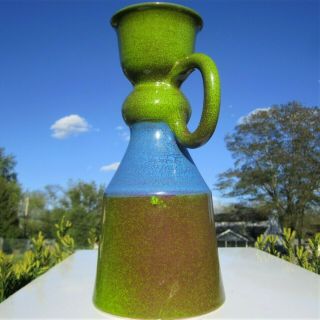Rosenthal - Netter Italy Mid - Century Mod Blue Green Plum Art Pottery Pitcher Vase